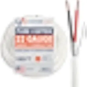 22 Gauge Wire (22 AWG) - 2 Conductor Stranded Copper Shielded Cable - UL Listed 22/2 Home Electrical Wire - Low Voltage Up to 300V - CL3P Fire-Rated Plenum Jacket - USA Made (100ft - White)