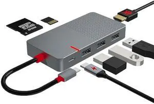 USB C Hub Multiport Adapter, 7 in 1 USB C Dongle Laptop Docking Station with 4K HDMI, 3Ports USB 3.0, TF/SD, 100W PD Charger, Powered USB Hub for MacBook Pro Air HP XPS Steam Deck