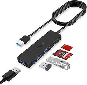 USB Hub 3.0 Splitter, TSUPY USB 3.0 Hub Multi USB Adapter Port Expander with 4ft Cable, SD/TF Card Reader & 3 USB 3.0 Ports Compatible for PC, Laptops, Surface Pro, MacBook, iMac Pro