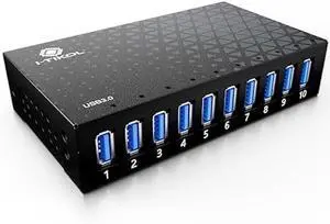 10 Ports USB Hub 3.0 Powered Aluminium - USB Hub Charger - Multiple Port - USB Splitter Hub with Power Adapter 12V/5A/60W - for Laptop, PC,Flash Drives, HDD,Hard Drive,Mouse,XPS,Xbox,Keyboard