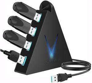 4-Port USB 3.0 Hub, FlyingVHUB USB Hub Tower with 2 ft Extended Cable,USB Splitter for Laptop,PC,PS4,PS5,Xbox,Mouse,Keyboard, Flash Drive, U-Disk (Black) 4-Port USB 3.0 Hub, FlyingVHUB USB Hub Tower with 2 ft Extended Cable,USB Splitter for Laptop,PC,PS4,PS5,Xbox,Mouse,Keyboard, Flash Drive, U-Disk (Black)