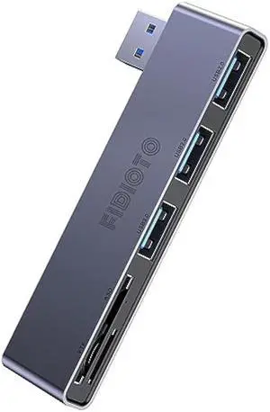 Fidioto USB A Hub, Networking Hubs Right Model 5-in-1 Adapter with 1 USB3.0 &2 USB2.0 & Micro SD/TF Card Reader, Compatible for Laptop MacBook, Chromebook, Dell, HP, Samsung, Keyboard, Mouse Etc.