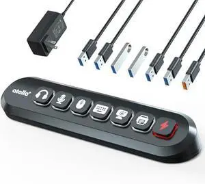 Powered USB Hub, atolla 7-Port USB 3.0 hub (6 Superspeed Transfer Ports+ 1 Fast Charging Port) with Swappable Illuminated Icon Switch and 12V/3A Power Adapter for Windows, MacOS, ChromeOS, Linux