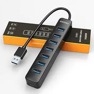 iDsonix USB Hub 3.0, 7 Port for Laptop, iMac, Surface Pro, XPS, USB Flash Drives, Mobile HDD, Printer, Camera, and More -Black