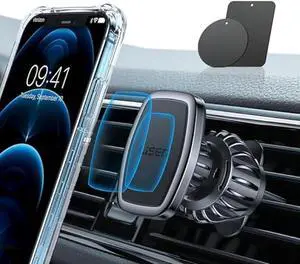 LISEN Magnetic Phone Holder for Car - Upgraded Clip Ultra 6 Strong Magnets, Phone Magnets for Back of Phone, Soporte de Telefono para carro for Galaxy S25 Ultra 4-6.7 inch Smartphones (Black)