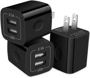 USB Plugs Wall Outlet Power Adapter Dual USB Electric Plug Charging Cube Compatible iPhone 17 Air 16e 16 Pro Max 16 Plus 15 14 13 12,Samsung Galaxy S25 Ultra A17 5G S24 FE S23 A16 A15 A54 A14 A53 S21