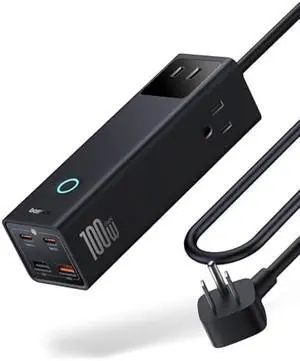 Baseus Power Strip Surge Protector 1200J - PD100W USB C Charger Extension Cord with 3 AC Outlets & 3 USB Port Fast Charging Charging Station for Office Dorm Room Home