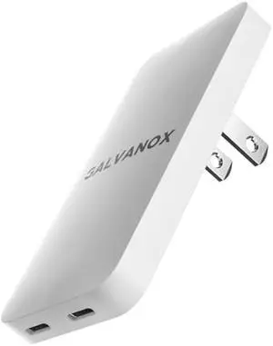 Galvanox Dual USB-C Flat Wall Charger - Fast Charging Ultra Slim Outlet Plug, Multi Port Type C for iPhone 13, 14, 15 iPhone 16 Pro Max and Samsung Galaxy Phones (20W)