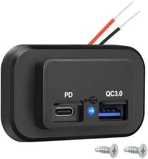 Linkstyle 12V RV USB Outlet, 18W QC3.0 USB A Port & 30W PD USB C Port, Surface Mount Charging Socket Panel for Car Marine