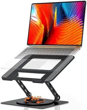 TECKNET Laptop Stand for Desk, 360 Rotating Base, Ergonomic Foldable Computer Stand for Laptop Riser Height Adjustable, Compatible with MacBook Pro, All Laptops 10-17 - Black