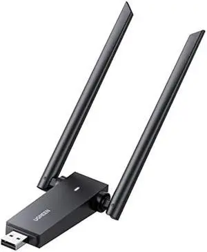 UGREEN USB WiFi Adapter, AC1300 5dBi High Gain Dual Antennas, 5G/2.4G Dual Band, 164ft Wide Range, USB 3.0 WiFi Adapter for Desktop PC Laptop, Support Windows 11/10/8.1/8/7