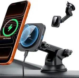 ESR for MagSafe Car Mount Charger, for Magsafe Car Charger, Dashboard Suction Cup Magnetic Car Mount, 360° Rotation, Magnetic Car Phone Holder for iPhone 17/16/15/14/13/12, S25, Fast Charging