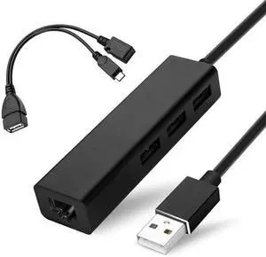 OTG Cable for Fire TV Stick (4K, Lite, Max, Cube) - USB Ethernet Adapter with Hub to Add Storage, Keyboard, Bluetooth