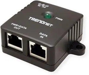 TRENDnet Gigabit Power Over Ethernet Injector, Full Duplex Gigabit Speeds, 1 x Gigabit Ethernet Port, 1 x PoE Gigabit Ethernet Port, Network Devices Up to 100M (328 ft), 15.4W, Black, TPE-113GI