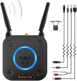 [Upgraded] 1Mii B06Pro Long Range Bluetooth Receiver, HiFi Wireless Audio Adapter, Bluetooth 5.1 Receiver with 3D Surround aptX HD Low Latency Optical RCA AUX 3.5mm Coaxial for Home Stereo System