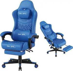 Gamtimer Gaming Chair, 400 lbs Adult Chair, High Back Computer Chair with Footrest and Linked Armrests, Office Video Game Chair with Lumbar Support (Blue)