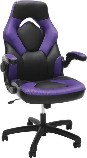 RESPAWN 3085 Ergonomic Gaming Chair for Adults, High Back Office Chair with Headrest and Flip Up Arms, Leather Racing Style Gaming Seat with Lumbar Support, Video Game Computer Desk Seat - Purple