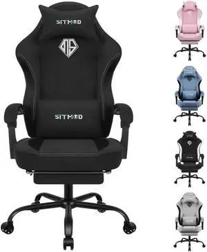 Gaming Chair for Adults, Ergonomic High Back Computer Chair with Pocket Spring Cushion, Breathable Fabric, 360° Swivel, Adjustable Recline, Headrest & Lumbar Support, Heavy Duty Frame, 350LBS Capacity
