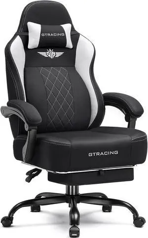 GTPLAYER Big and Tall Gaming Chair Breathable Fabric Computer Chair with Strong Lumbar Support, Comfortable Office Chairs with Pocket Spring Cushion, High Back Ergonomic Desk Chairs with Footrest