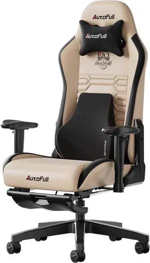 AutoFull C3 Gaming Chair, Racing Style Gaming Chair with Ergonomic Lumbar Support,Adjustable High Back PU Leather PC Chair with Footrest,Brown