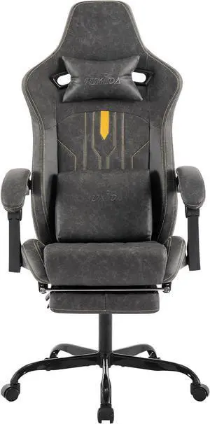 Gaming Chair with Footrest Ergonomic Computer Chair Massage Lumbar Cushion, Racing Video Game Chair Adjustable Rocker Recliner Executive Office Desk Chair Pu Leather for Adults