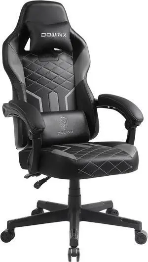 Gaming Chair with Pocket Spring Cushion, Ergonomic Computer Chair High Back, Reclining Game Chair Pu Leather 350LBS, Grey