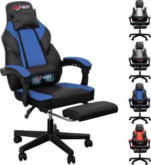 Gaming Chairs for Adults, Computer Chair with Footrest & Massager, Big and Tall Gaming Chair with SwivelPU Leather Video Gaming Chair's Gamer Chair for Gamings Rocker Secret Lab, Royal Blue