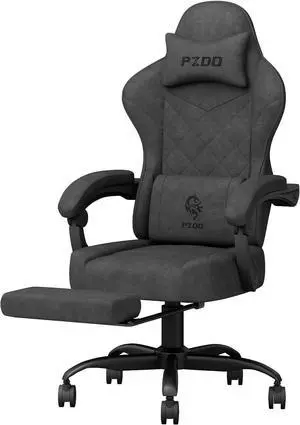 Gaming Chair Ergonomic Gaming Chairs with Lumbar Support, Fabric Gamer Chair Reclining Computer Chair with Footrest, Big Tall Pc Office Chair for Adults, Heavy People, 350 lbs, Teens, Black