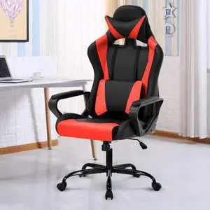 Gaming Chair, Ergonomic Computer Chair with Headrest and Lumbar Support, Office Desk Chair PC Racing Chair Adjustable Height Video Game Chair PU Leather 360° Swivel Executive Chair, Red