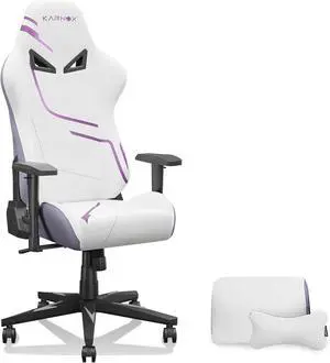KORNOX Ergonomic Gaming Chair Fabric for Adults,Office Chair High Back,Game Chair Cloth Height Adjustable for Teens,Game Chair Racing with Headrest and Lumbar Support for Girl,White and Purple