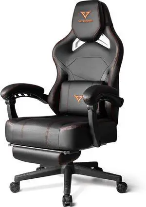 VITESSE Big and Tall Gaming Chair with Footrest,Ergonomic Video Gaming Chair with Oversized Headrest and Lumbar Support for Adults 400lb Weight Capacity,Computer Chair for Office or Gaming (Orange)