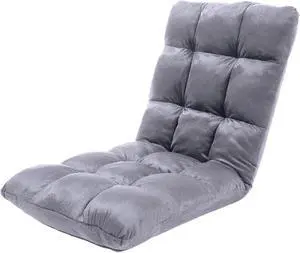 FLOGUOR Indoor 5-Position Adjustable Floor Chair with Back Support Folding Padded Gaming Sofa Chair, Lounge Chair for Adults Video Gaming, Perfect for Meditation, Reading QL050-GR