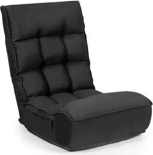 DORTALA Foldable Floor Chair for Adults, Memory Foam Gaming Chair w/ 5-Position Adjustable Head and Back Support, Indoor Seat for Bedroom, Living Room, Gaming Room, Black