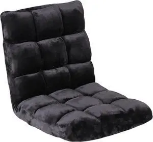 14-Position Adjustable Floor Gaming Chair Foldable Memory Foam Armless Sofa Seat Couch Recliner with Comfy Back Support for Working Meditation Reading, Black