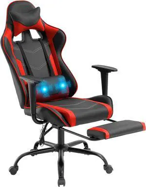 Computer Gaming Chair PC Ergonomic Office Chair Home Executive Desk Chair Adjustable High-Back PU Leather Racing Rolling Swivel Task Chair Lumbar Support Footrest Headrest Armrest Massager (Red) Computer Gaming Chair PC Ergonomic Office Chair Home Executive Desk Chair Adjustable High-Back PU Leather Racing Rolling Swivel Task Chair Lumbar Support Footrest Headrest Armrest Massager (Red)