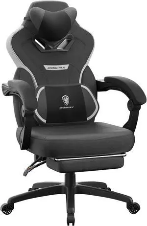 Dowinx Gaming Chair with Footrest, Fabric Gamer Chair for Adults, Computer Chair with Massage for Heavy People Fabric,Black
