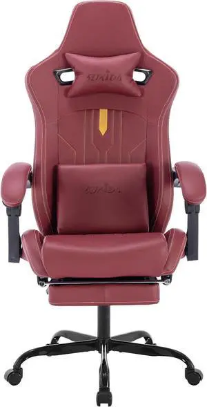 Gaming Chair with Footrest Ergonomic Computer Chair Massage Lumbar Cushion, Racing Video Game Chair Adjustable Rocker Recliner Executive Office Desk Chair Pu Leather for Adults