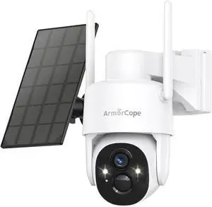 Solar Security Cameras Wireless Outdoor,360° View Battery Powered with Spotlight Color Night Vision,2K WiFi Home Security,PIR Sensor,Wireless Easy Install, 2.4 GHz Wi-Fi