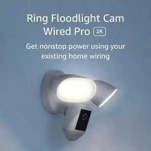 Ring Floodlight Cam Wired Pro with Birds Eye View and 3D Motion Detection, White
