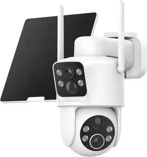 Dual Lens Solar Security Cameras Wireless Outdoor, 2K Full HD Video, 360° View Pan/Tilt Home Security Camera with Color Night Vision, Easy to Install, PIR Alarm, 2.4GHz WiFi Dual Lens Solar Security Cameras Wireless Outdoor, 2K Full HD Video, 360° View Pan/Tilt Home Security Camera with Color Night Vision, Easy to Install, PIR Alarm, 2.4GHz WiFi