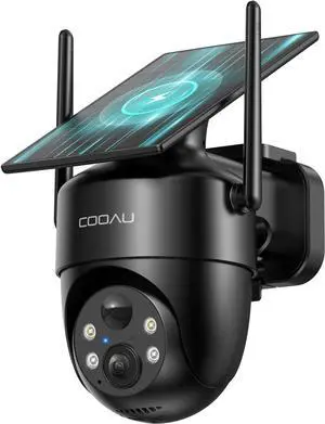 COOAU Solar Security Cameras Wireless Outdoor  Low-Light Rechargeable, Easy to Install, 2K 360° Camera for Home Security, Surveillance Cam with AI Smart Detection, Wi-Fi 6, Color Night Vision, IP66