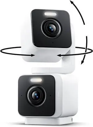 WYZE Duo Cam Pan Indoor/Outdoor IP65 2K 360° Pan/Tilt Smart Home Security Camera with Color Night Vision, Compatible with Alexa & Google Assistant, White