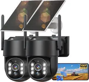 Solar Security Cameras Wireless Outdoor, 2K PTZ WiFi 4MP Outdoor Security Camera for Home with Spotlight, PIR Motion Detection,Siren, Color Night Vision, 2-Way Talk, SD/Cloud Storage