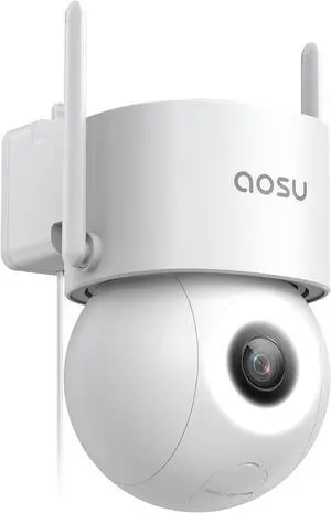 aosu 3K Wired Security Camera Outdoor - Smart 24/7 Recording WiFi Camera for Home Security w/Sound Light Alerts, 360° View, Auto-Tracking, Camara de Seguridad para Casa