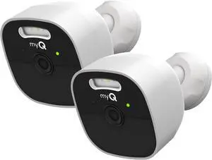 CHAMBERLAIN myQ Outdoor Battery Camera | 2K Camera, Color Night Vision, Spotlight, Motion Alerts, Live View with Two-Way Talk, Wireless, Weather-Resistant, Outdoor, White, 2 Pack