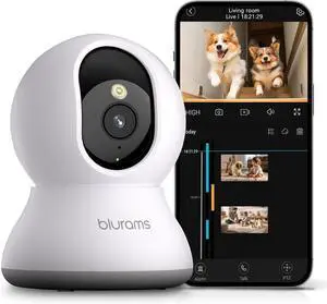 blurams Pet Camera 2K, 360° Dog Camera with Phone App, PTZ Indoor Cameras for Home Security Indoor, 2-Way Audio, Motion Tracking, Color/IR Night Vision, Siren, Cloud&SD(2.4GHz Only)