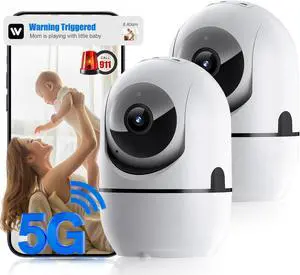Indoor Security Camera, 5G & 2.4GHz Dog/Puppy/Pet WiFi Security Camera with Phone App, 360° Pan/Tilt Home Cameras Indoor, Smart AI Auto Tracking & Night Vision, US Cloud Storage (2Pack)
