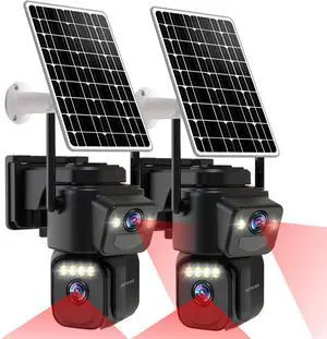 Security Cameras Outdoor WiFi,5G/2.4G Cameras for Home Security Solar Power with Dual Lens,Motion Detection,Night Vision,2-Way Audio,Weather Proof,No Subscription Fee