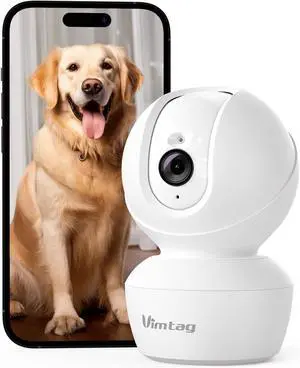 VIMTAG 2.5K 5G Security Camera Indoor, Pet Camera with Speaker for Dog/Cat, Free AI Detection Baby Monitor with Phone App with Motion Tracking, Night Vision,2-Way Audio, 24/7 SD & Cloud Storage