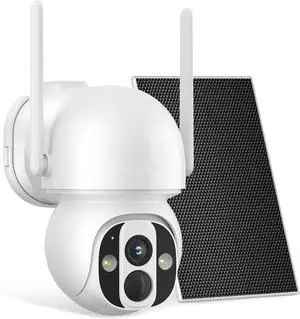 Solar Security Camera Outdoor Wireless WiFi Pro, 4MP Color Night Vision, AI/PIR Motion Detection, 360 PT, 2-Way Audio, IP66, 2.4/5GHz, SD/Cloud Storage, Works with Alexa, Mobile App & HomeBase